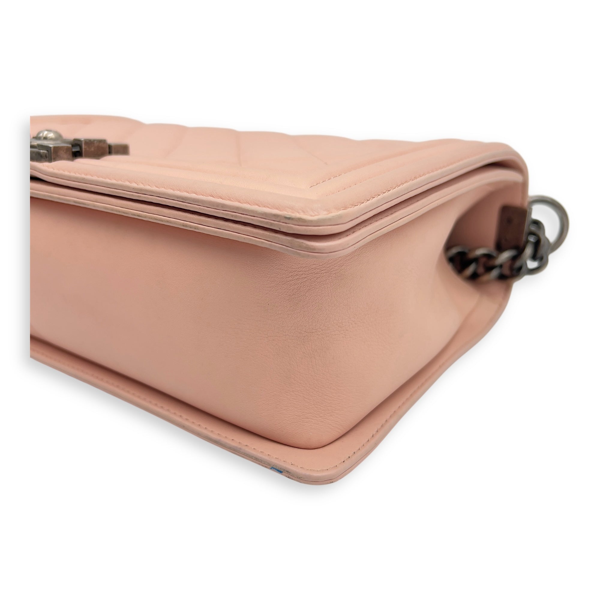 Boy Medium Pink Shoulder Bag in Calfskin, Ruthenium hardware - Image 9