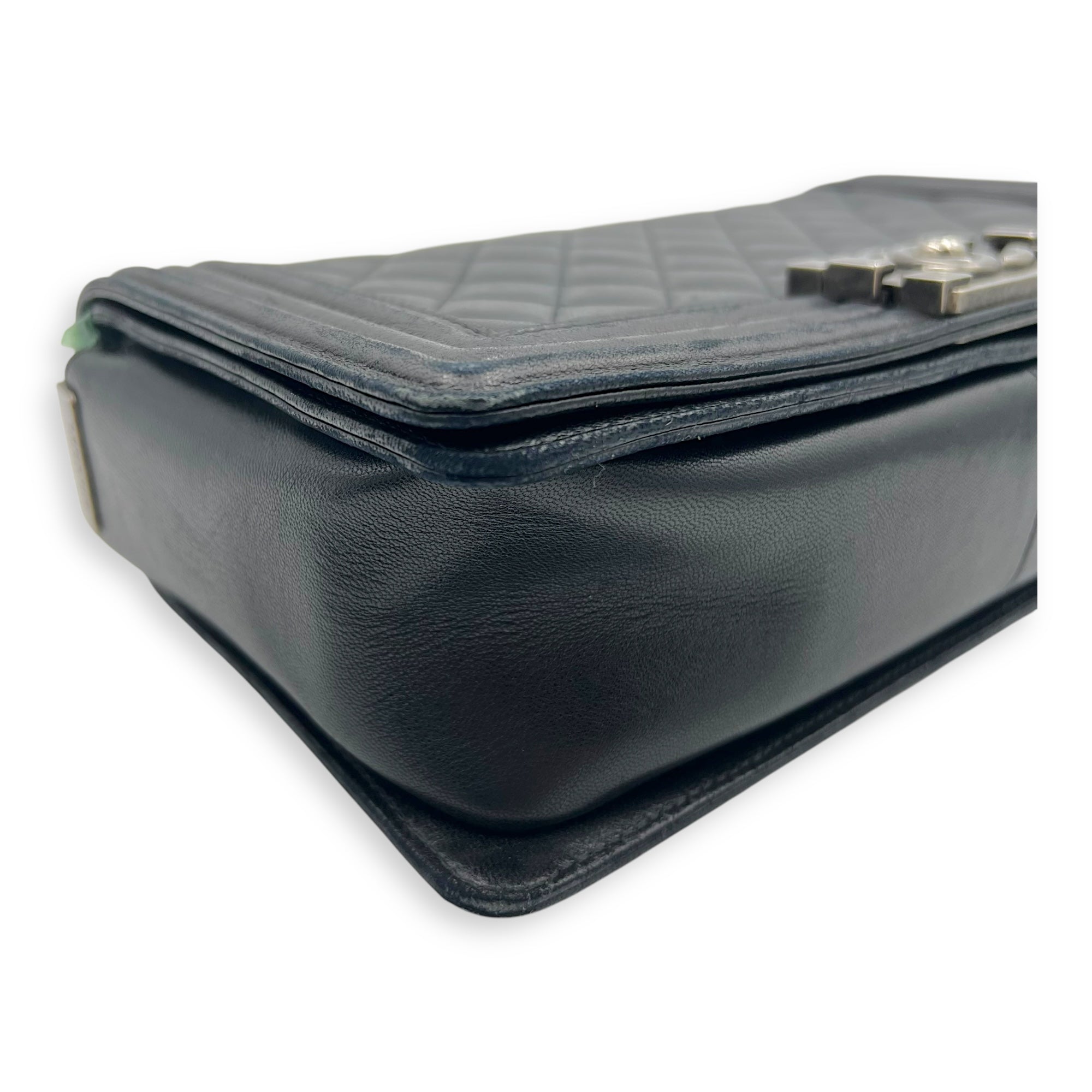 Boy Medium Black Shoulder Bag in Lambskin with Stingray Strap, Ruthenium hardware - Image 13