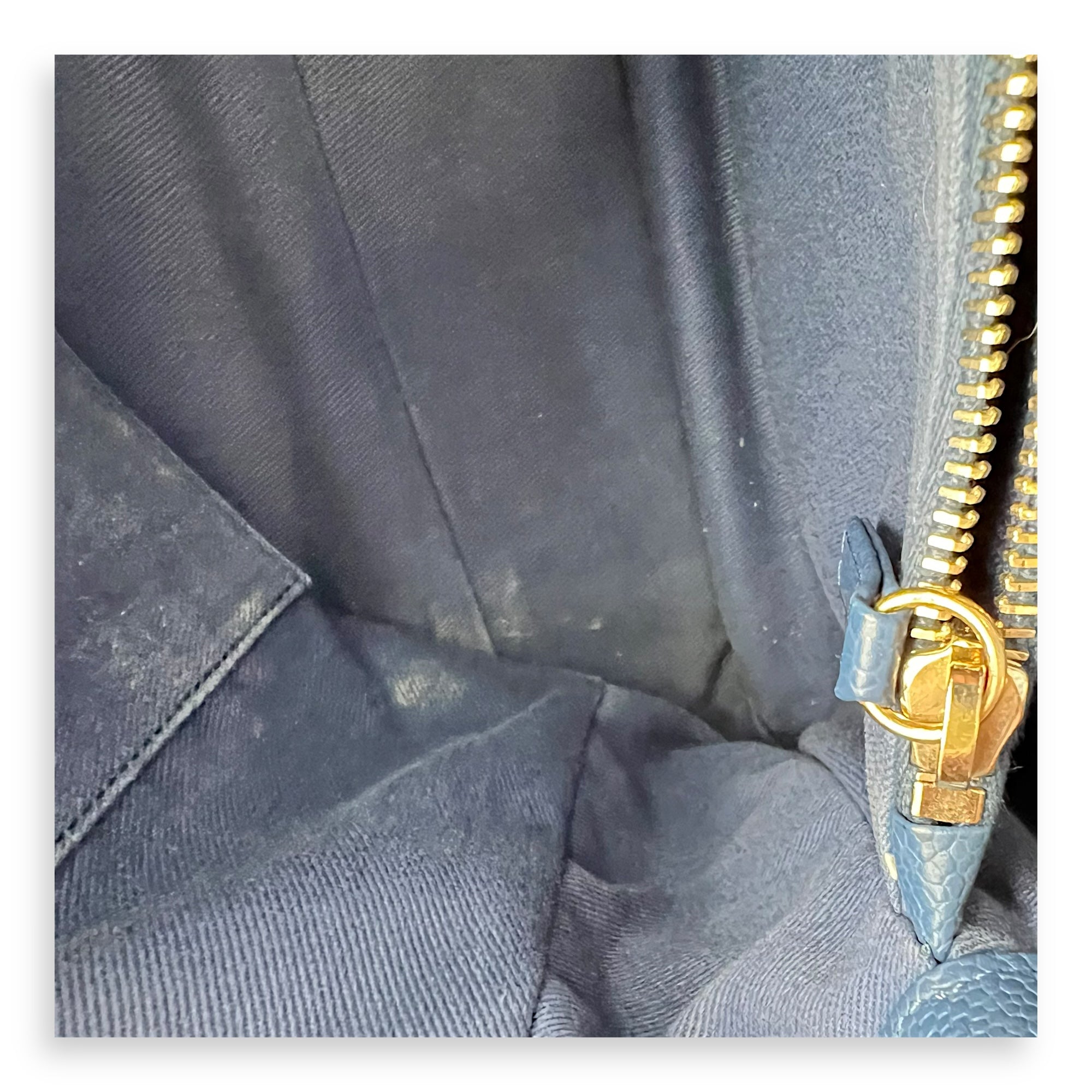 CC Lock Top Handle Bag Blue in Caviar Leather, Gold hardware - Image 14