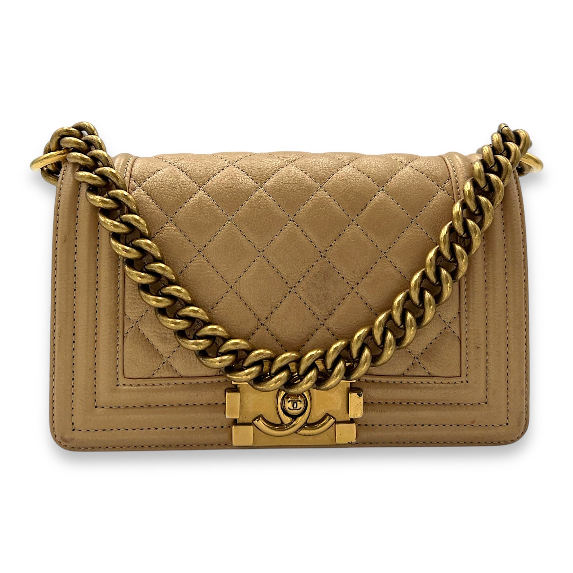 Boy Small Gold Shoulder Bag in Lambskin, Gold hardware - Image 11