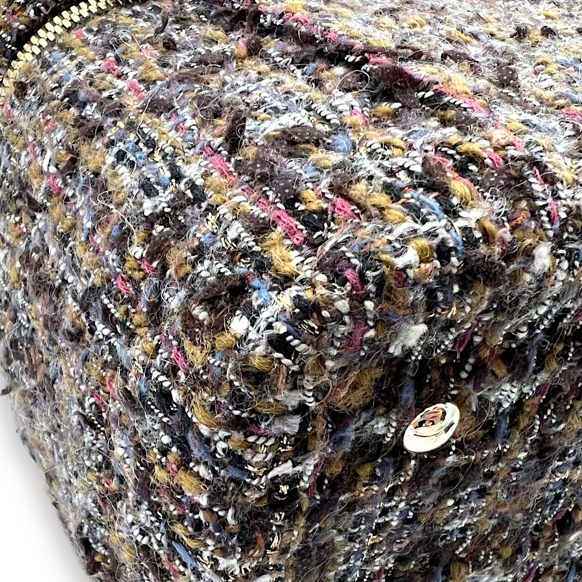 Vanity Case Wood Multi-colour Top Handle Bag in Tweed, Gold hardware - Image 13