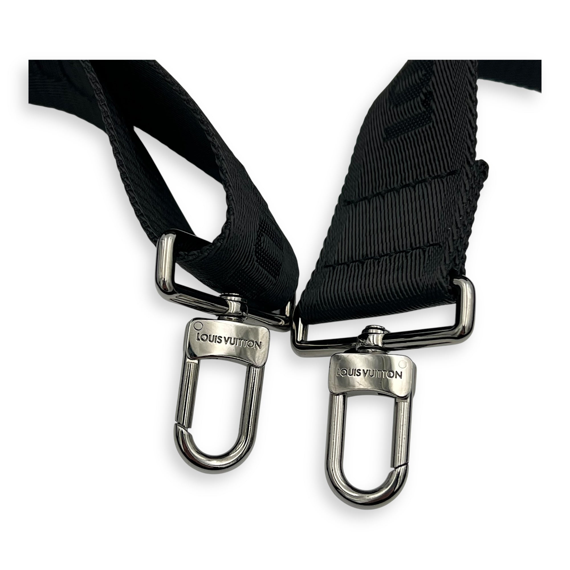 Gaston Wearable Wallet Black Crossbody Bag in Coated Canvas, Silver hardware - Image 12