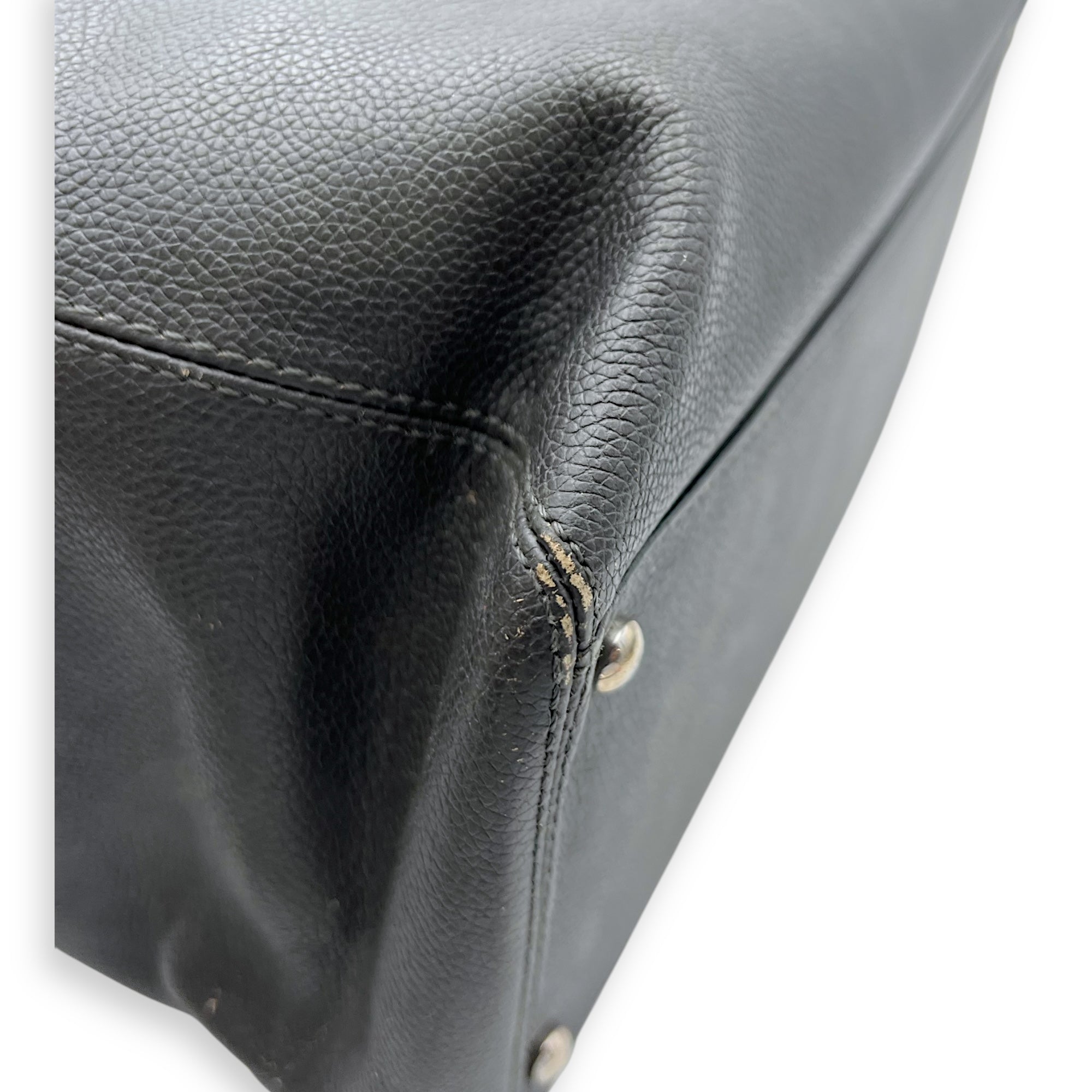 Executive Perf Top Handle Bag Grey in Calfskin, Silver hardware - Image 19