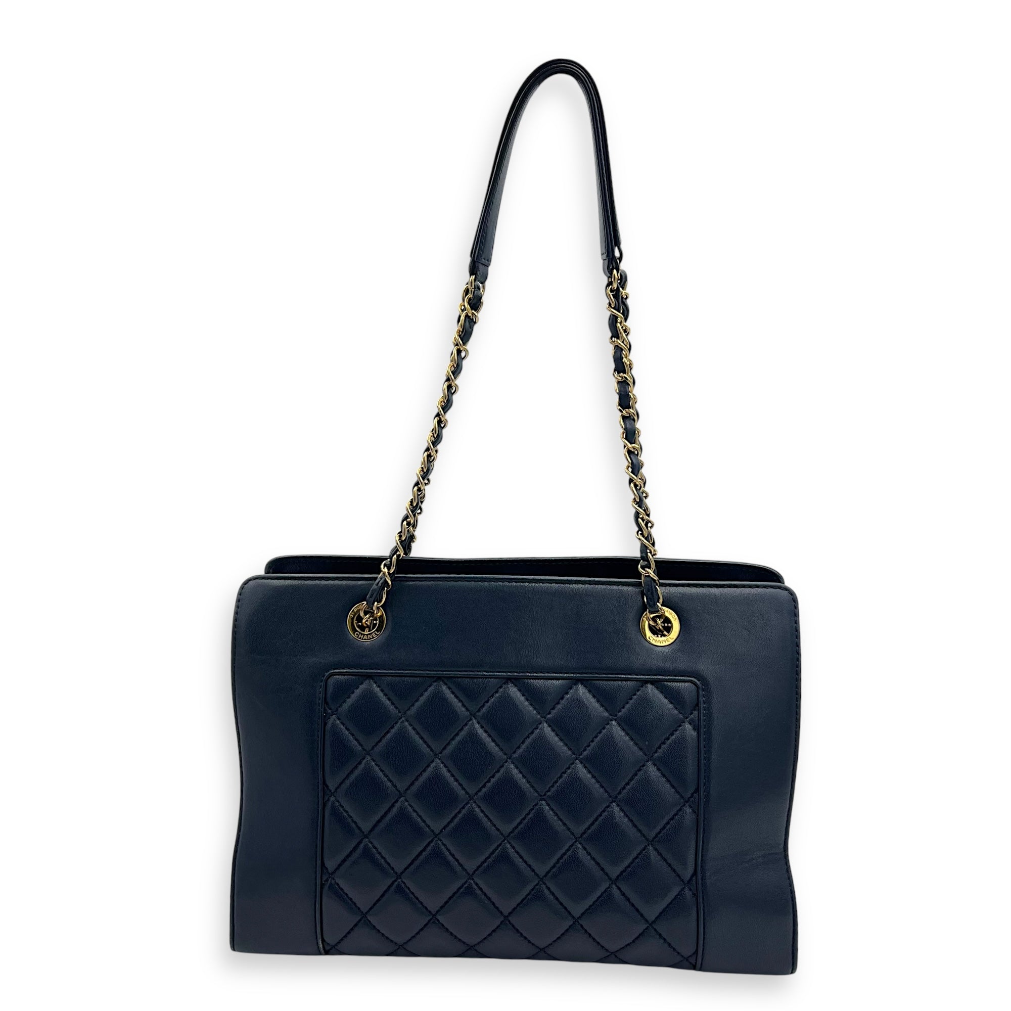 CC Shoulder Bag Blue in Calfskin, Gold hardware - Image 19