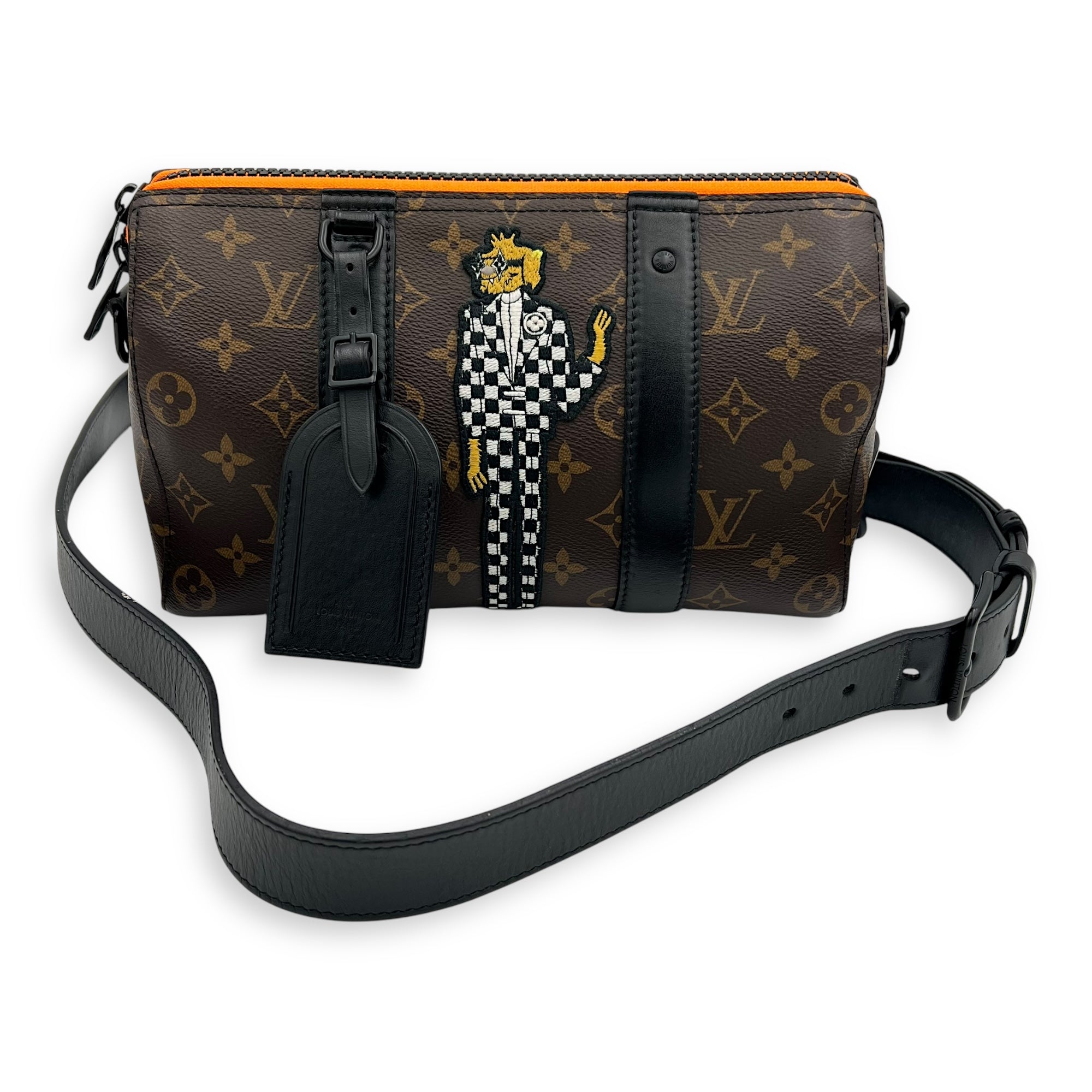 Keepall Virgil Abloh Top Handle Bag Brown in Monogram Coated Canvas, Gold hardware - Image 14