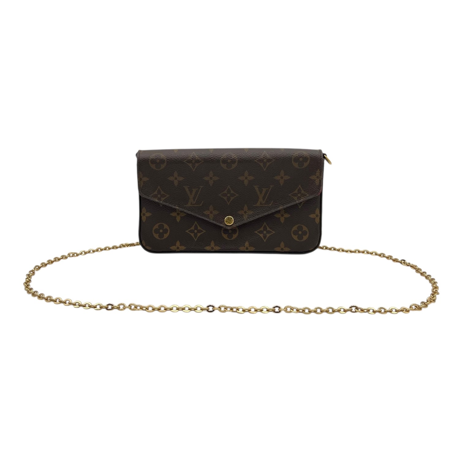 Felicie Wallet On Chain Brown in Monogram Coated Canvas, Gold hardware - Image 10