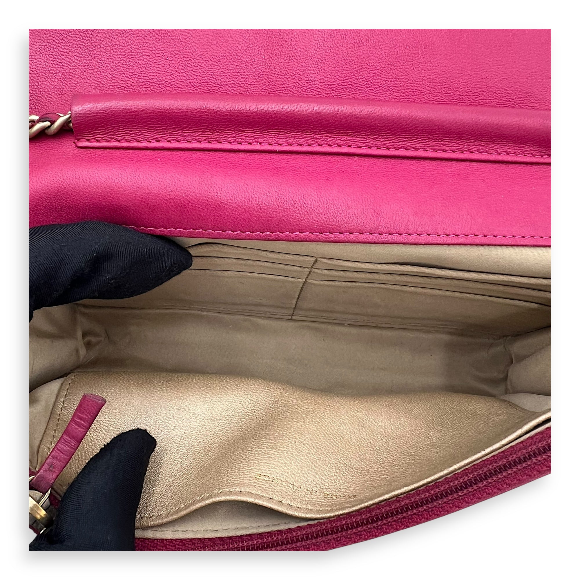 Camelia Pink Wallet On Chain in Lambskin, Gold hardware - Image 6