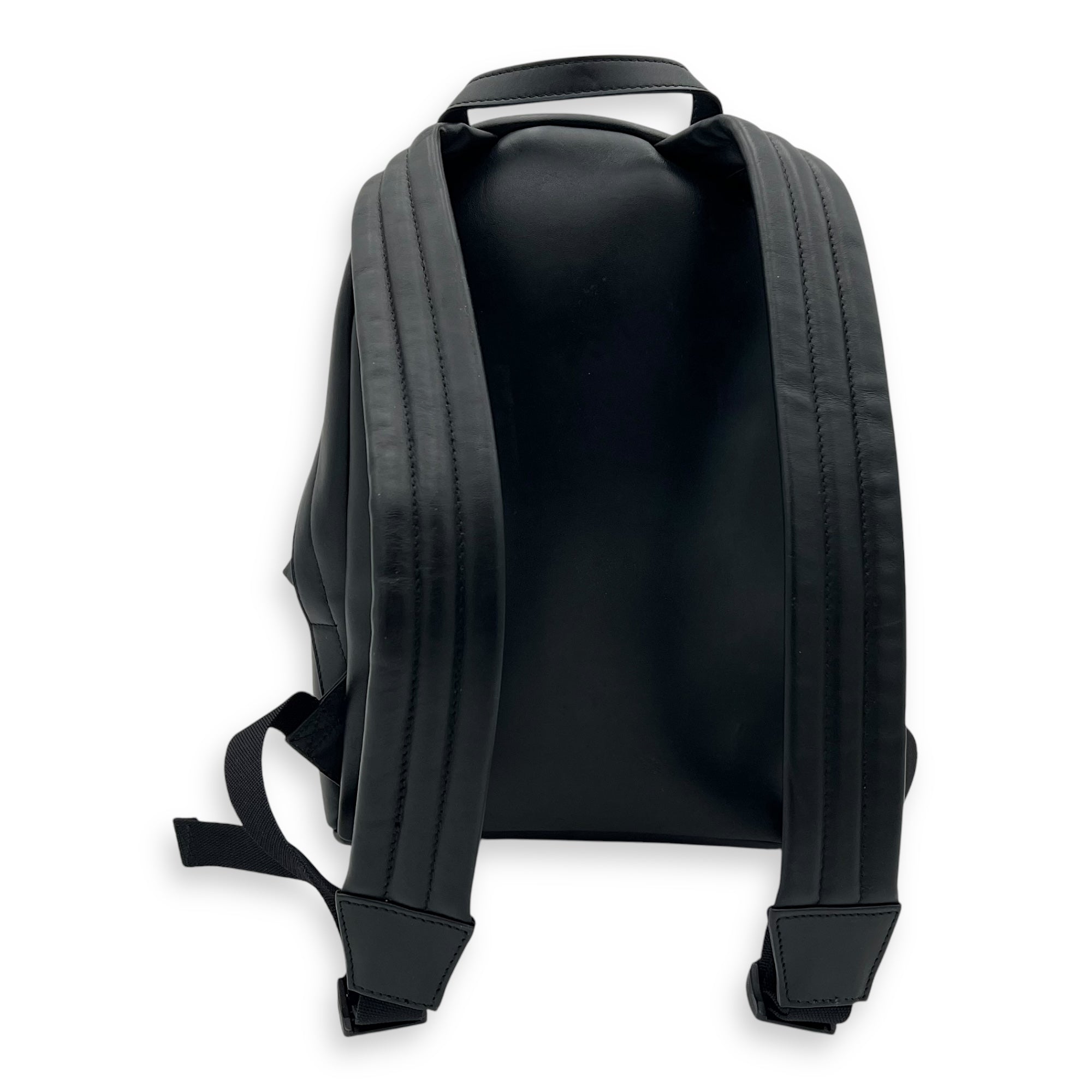 Logo Backpack Black in Calfskin, Silver hardware - Image 3