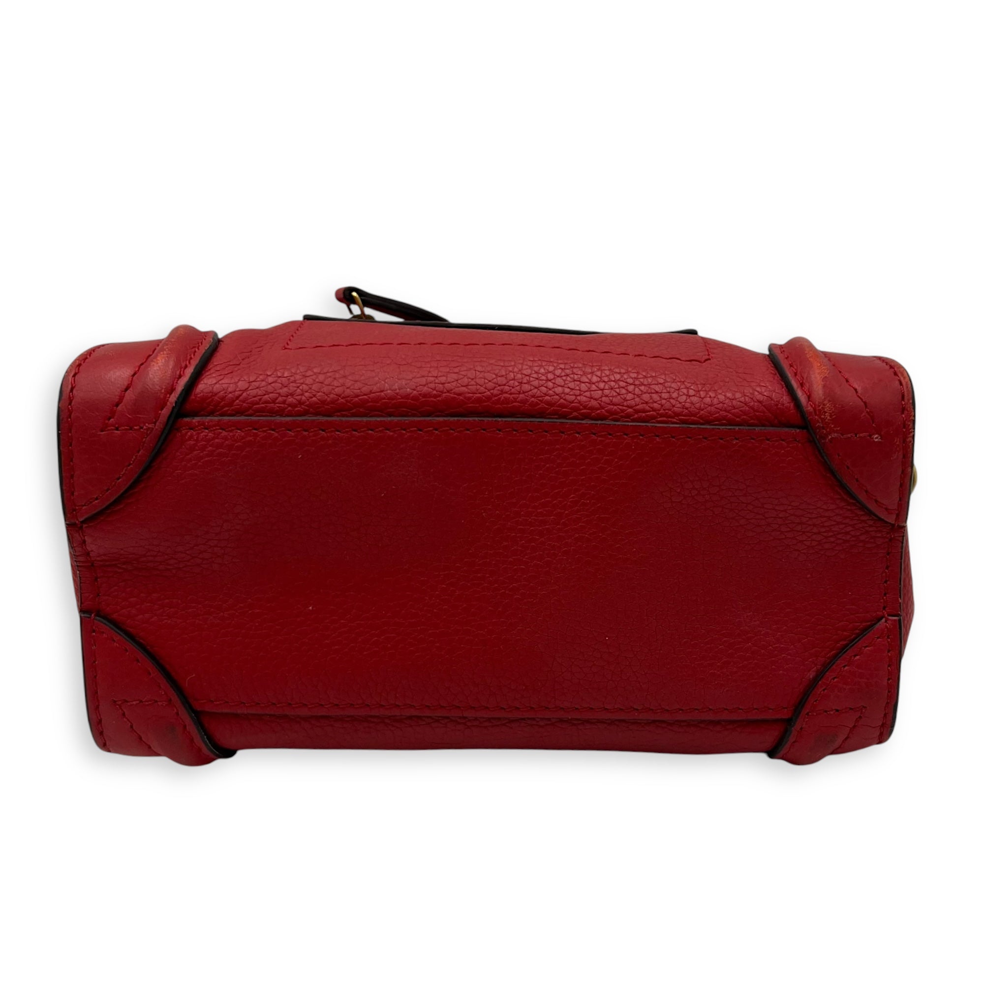 Luggage Nano Red Top Handle Bag in Calfskin, Gold hardware - Image 6