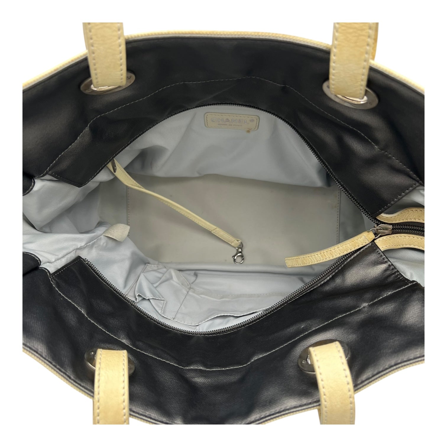 Paris Biarritz Large Grey Tote Bag in Coated Canvas, Silver hardware - Image 7