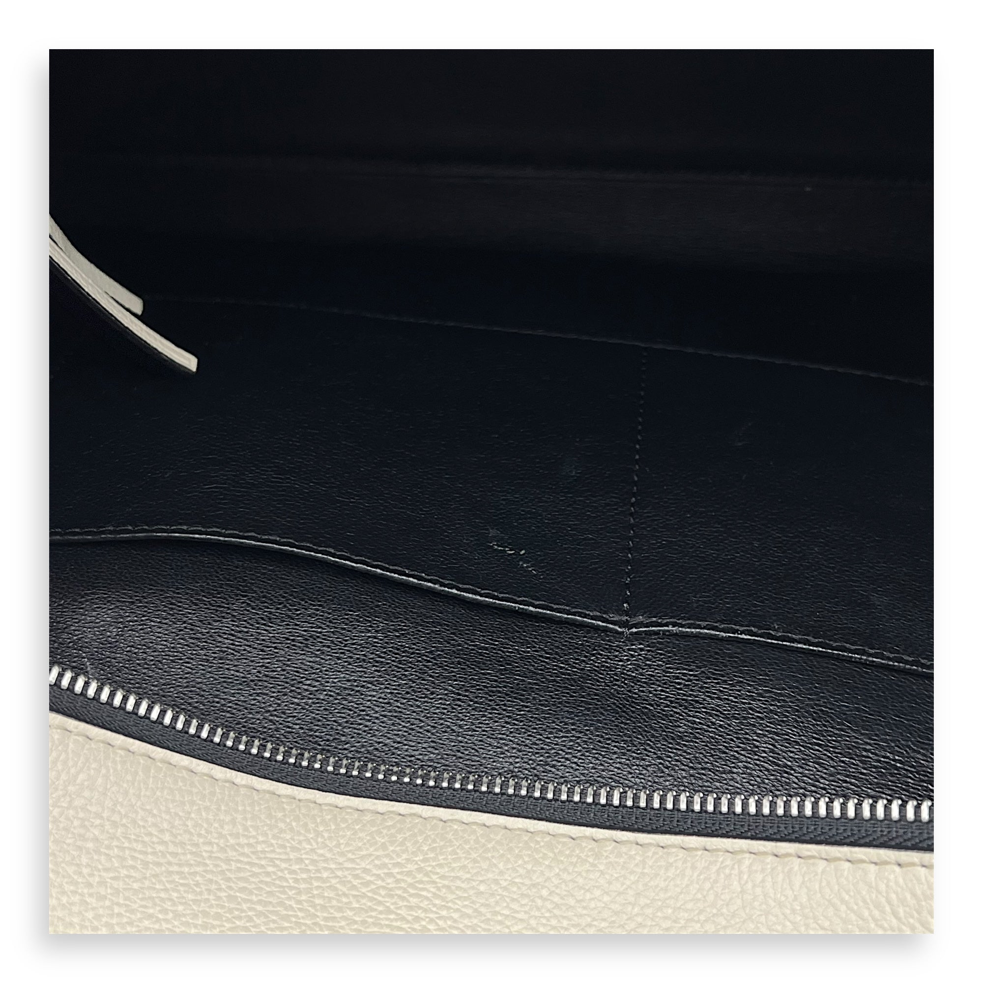 Edge Top Handle Bag White in Calfskin, Silver hardware - Image 8