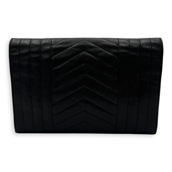 Envelope Wallet On Chain Black in Goat Leather, Silver hardware - Image 3