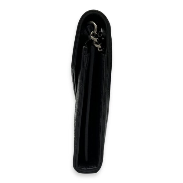 Envelope Wallet On Chain Black in Goat Leather, Silver hardware - Image 4
