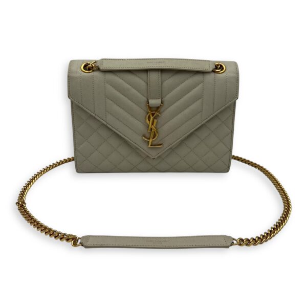 Envelope Shoulder Bag White in Caviar Leather, Gold hardware - Image 17
