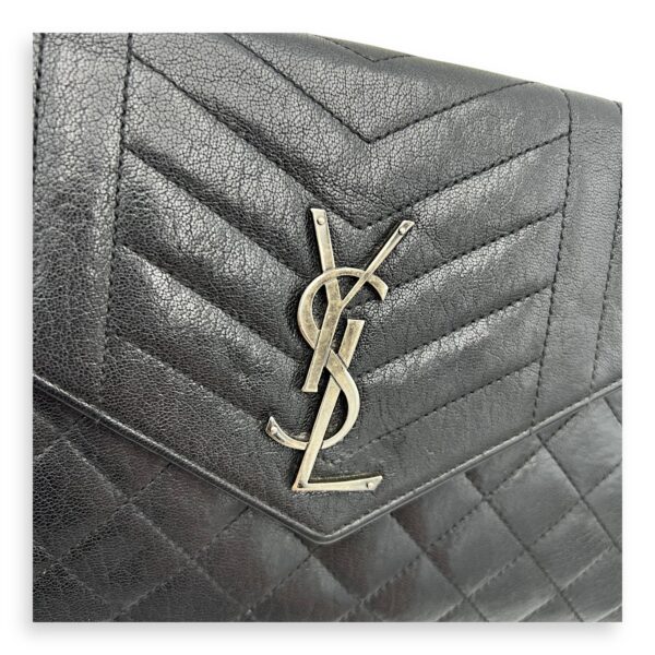 Envelope Wallet On Chain Black in Goat Leather, Silver hardware - Image 10