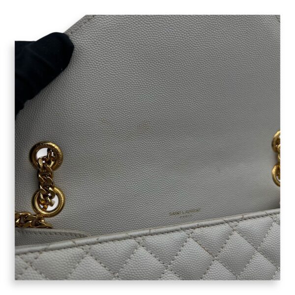 Envelope Shoulder Bag White in Caviar Leather, Gold hardware - Image 12