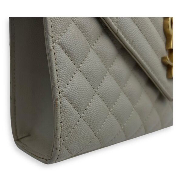 Envelope Shoulder Bag White in Caviar Leather, Gold hardware - Image 10