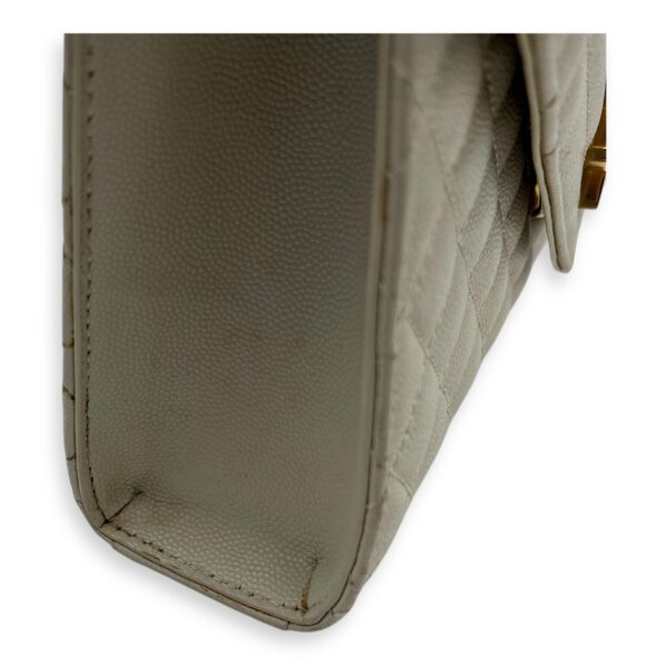 Envelope Shoulder Bag White in Caviar Leather, Gold hardware - Image 14