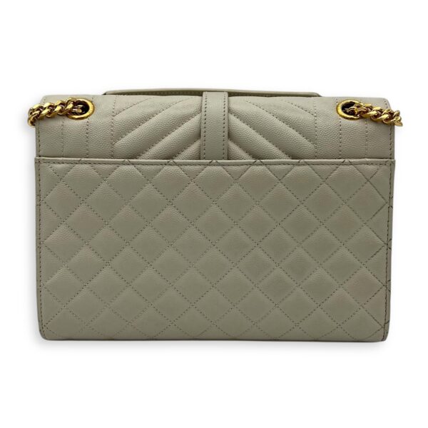 Envelope Shoulder Bag White in Caviar Leather, Gold hardware - Image 3