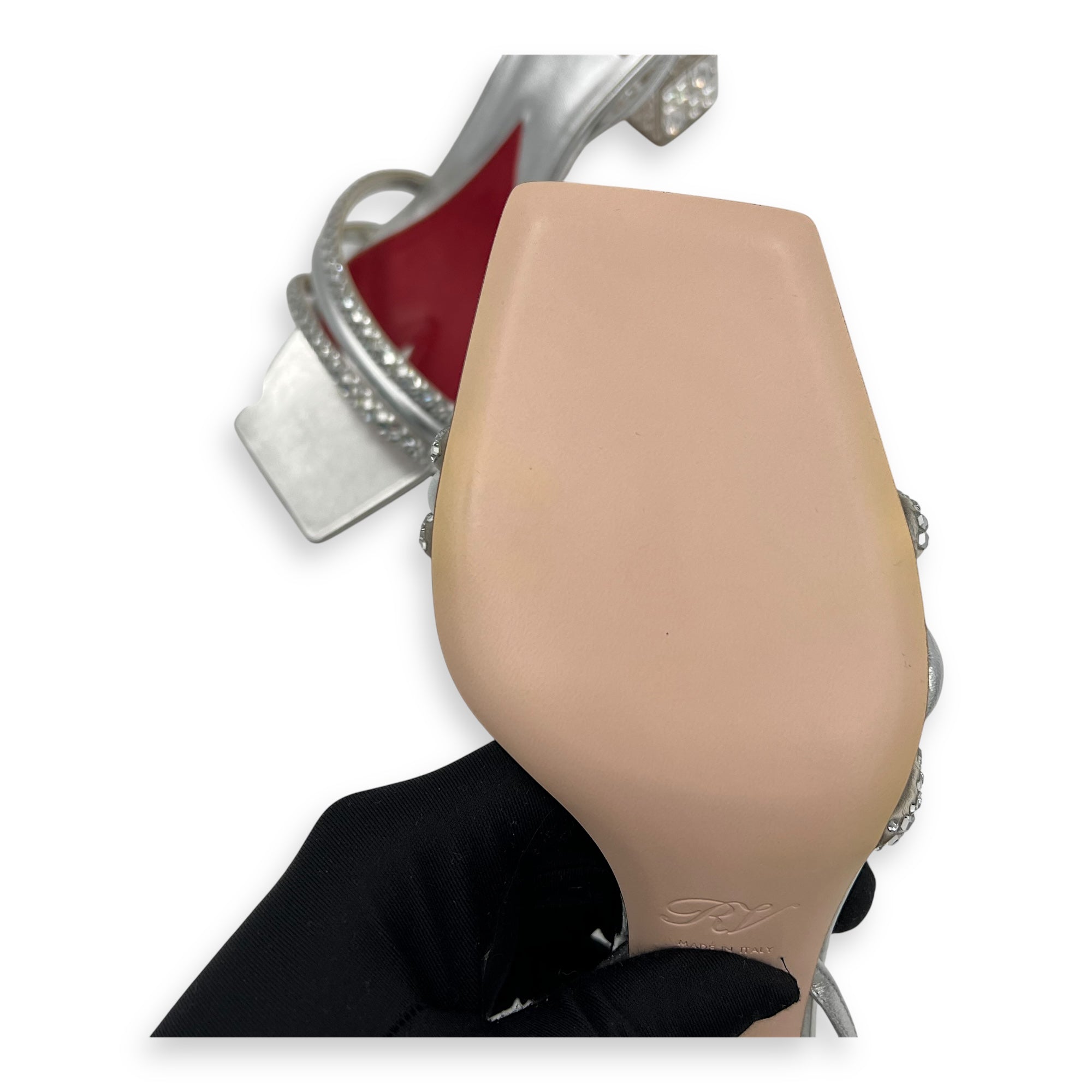 Cube Strass Heel Bling Sandal 75 Heels 38 Silver in Calfskin, Silver hardware - Image 7