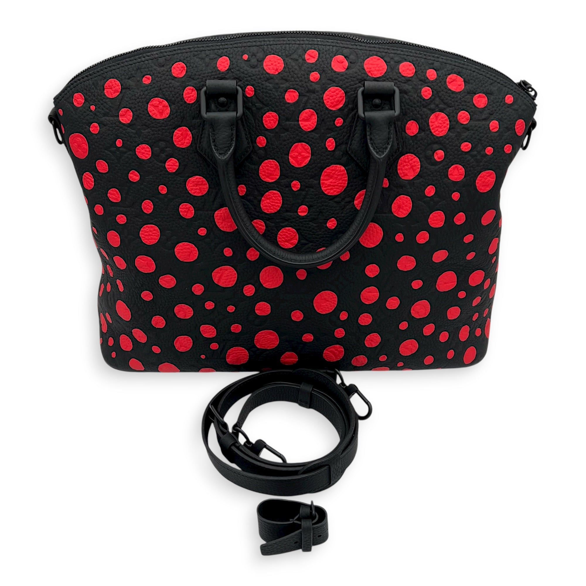 Lockit x Yayoi Kusama Top Handle Bag in Empreinte Leather, black hardware - Image 13