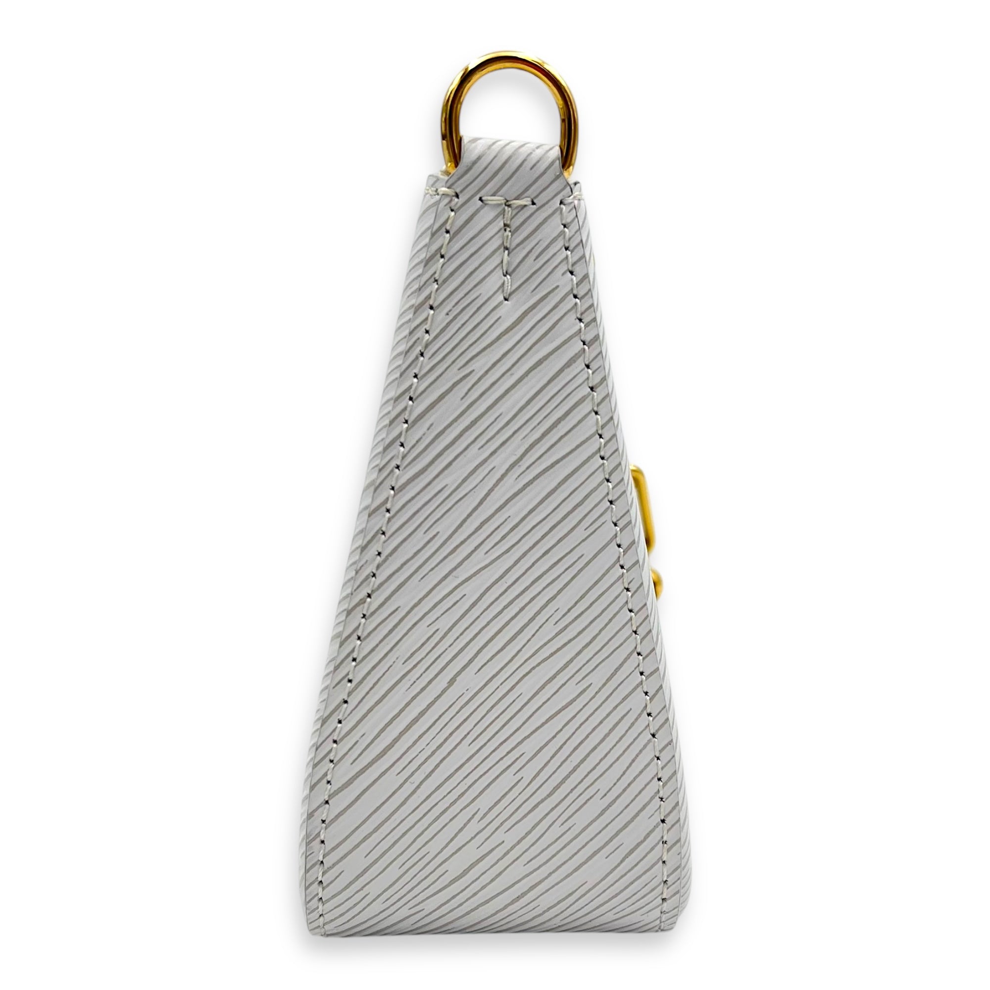 Marellini Shoulder Bag White in Epi Leather, Gold hardware - Image 4
