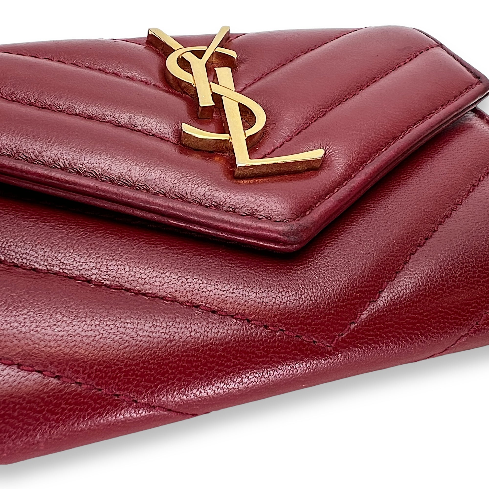 Cassandre Red Wallet in Lambskin, Gold hardware - Image 7