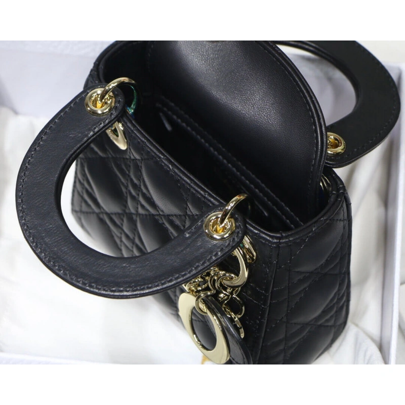 'D.I.O.R. Christian Dior Micro Lady Dior Bag Black Cannage Lambskin - Image 10