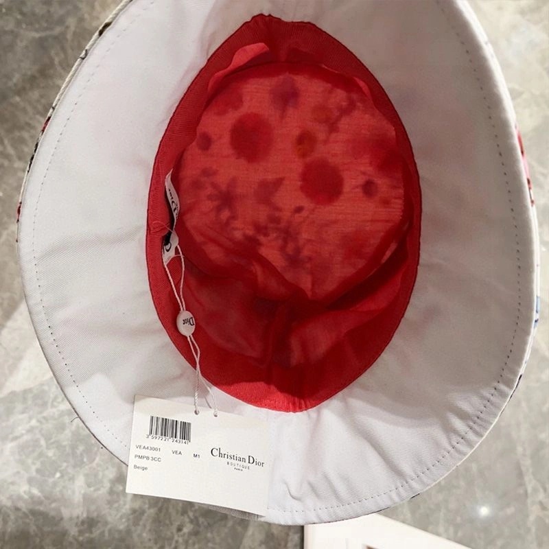 Christian Dior Bucket Hat Florilegio Motif Cotton White - Image 3